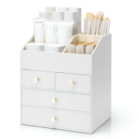Organisateur de maquillage réglable, grand organisateur de coiffeuse, en cuir PU, 4 tiroirs, présentoir de cosmétiques pour soins de la peau