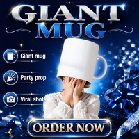 Mug à café en céramique blanc Jumbo de 220 oz, taille extra large, tasse à thé en porcelaine avec soucoupe, personnalisable pour biscuits, gâteaux, eau, bière