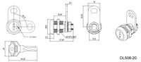 Serrure industrielle JUCRO DL508 en alliage à came à quart de tour pour armoires GH20/26mm, cuisines, écoles, gymnases, salles de bain, hôtels