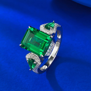 925 כסף סטרלינג כסף סטרלינג מדומה זירקוניה ס ירוק חתוך <span class=keywords><strong>3</strong></span> טבעת אבן לנשים - Product Image 1