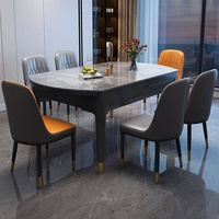 Table à manger de style moderne minimaliste avec plateau en marbre et structure en bois, forme carrée et ronde, double usage, BTDT005, pour la maison ou le restaurant