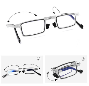 Occhiali da Lettura Sottili Anti Luce Blu, Correzione della Vista, Pieghevoli, Montatura Argento, per Uomo e Donna, Uso con Telefono e Computer - Product Image 3