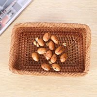 Paniers de rangement rectangulaires en rotin panier à pain tissé à la main organisateurs en osier peu profond en vrac panier de rangement tissé