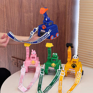 Linda botella de agua con diseño de excavadora para niños, vaso de plástico con pajita, diseño de dibujos animados portátil, gran capacidad, para uso en verano - Product Image 3