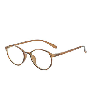 Monturas de gafas retro ovaladas para mujer, lentes de PC con filtro de luz azul, montura completa, color marrón, Danyang L3 9068 - Product Image 3
