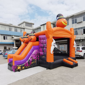 Halloween Đảng Thương Mại Lớn PVC Trẻ Em <span class=keywords><strong>Inflatable</strong></span> Bí Ngô Nhà Bị Trả Lại Nhảy Lâu Đài Combo Trượt - Product Image 1