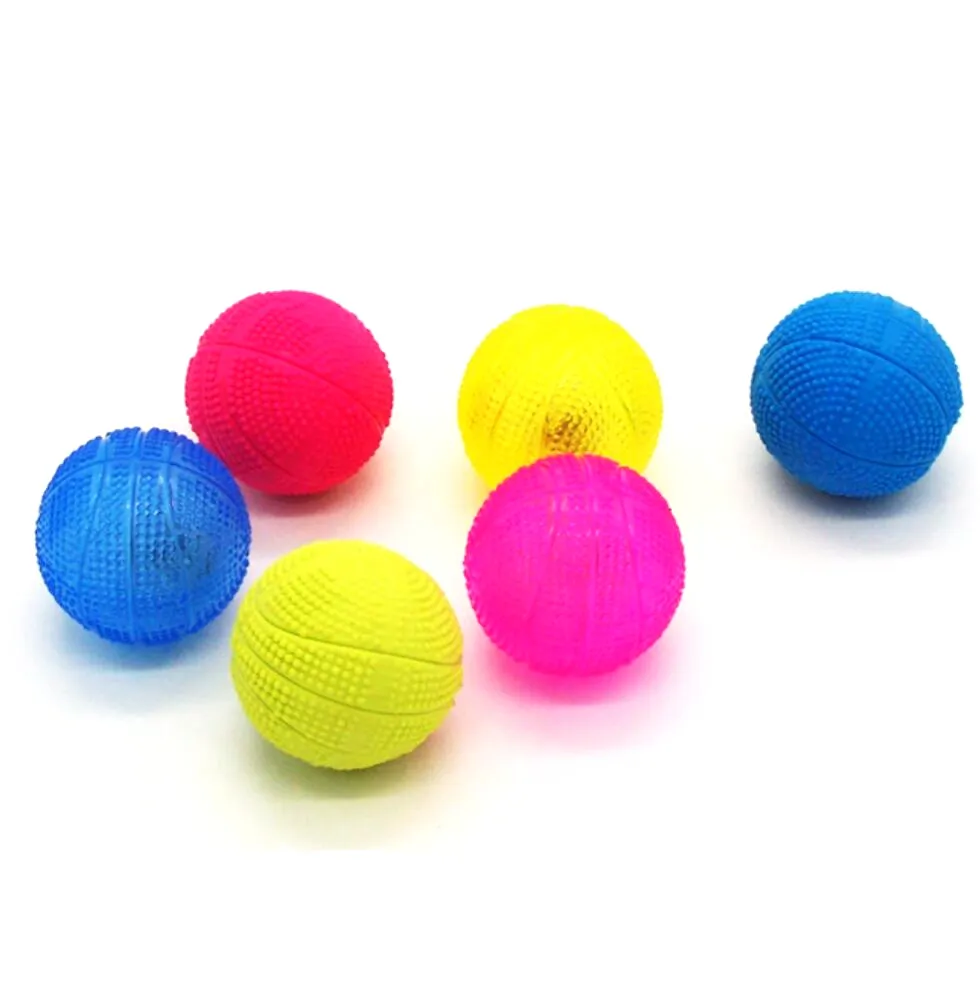 wholesale custom Non-toxic rubber dog toy luminous transparent pet toy basketball