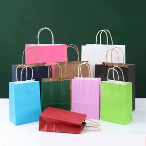 Wholesale Eco-Friendly Classic Small Custom Recyclable Kraft Gift Bags Brown White <b>Confectionery</b> Packaging with Handles - Product Image 4