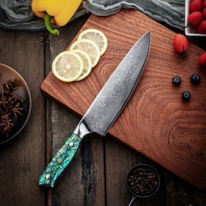 Cuchillo de Chef de 8 Pulgadas <span class=keywords><strong>JDH</strong></span>, Cuchillo de Cocina de Acero de Damasco de 67 Capas con Mango de Concha de Abulón - Product Image 1