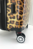 Bagages de voyage en matériau PC imprimé léopard valise ABS personnalisée avec roues 360 doubles 4 roues pivotantes et serrure TSA