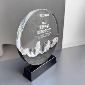 Plaque de récompense <span class=keywords><strong>en</strong></span> marbre avec logo personnalisé <span class=keywords><strong>en</strong></span> gros, avec cristal rond <span class=keywords><strong>en</strong></span> verre, trophée MH-J0571 - Product Image 4