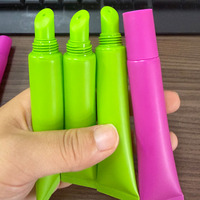 Tube souple en plastique de 15g pour crème, emballage cosmétique, tube vert-rose doux au toucher, tube compte-gouttes bleu mat