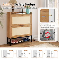 Meuble à chaussures modulaire extensible en bois moderne à 2 tiroirs rabattables, rangement gain de place, étagère amovible, organisateur pour salle à manger et entrée de maison