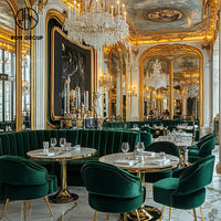 Hôtel commercial de luxe velours vert rond marbre café table et chaise canapé cabine sièges meubles cabine pour restaurant
