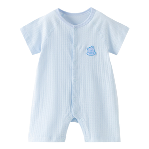 Pelele de Verano Delgado Unisex para Bebés Recién Nacidos, con Estampado de Dibujos Animados, Cierre de Botones, Jacquard, Manga Corta, Color Caqui, 100% Algodón - Product Image 2