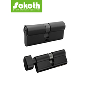 Sokoth Cylindre de porte à double ouverture noir mat chromé brillant 70 mm en aluminium ANSI Grade 2 Garantie 5 ans Style moderne 5