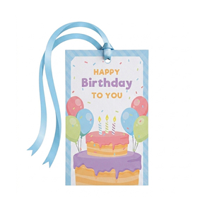 Etiquetas de Regalo de Cumpleaños Coloridas con Impresión Personalizada Xieli, Etiqueta Colgante de Cartón con Cinta Azul para Decoración de Fiestas - Product Image 1