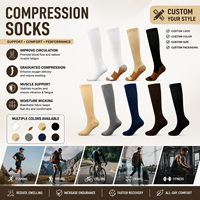 Chaussettes de compression personnalisées avec logo pour le soutien musculaire, chaussettes de sport pour marathon, chaussettes de compression hautes pour activités de plein air