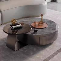 Table basse ronde noire design avec structure métallique pour hôtel et salon