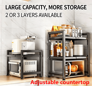 Étagère de cuisine extensible à trois niveaux robuste – Support de <span class=keywords><strong>rangement</strong></span> moderne et écologique pour micro-ondes et <span class=keywords><strong>organisation</strong></span> domestique - Product Image 1