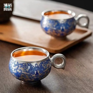 Silver Gilded Square Teapot Porcelain Kung Fu Tea Set With Lid Dehua Origin Gift Box <b>One</b> Teapot Two <b>Cups</b> - Product Image 2