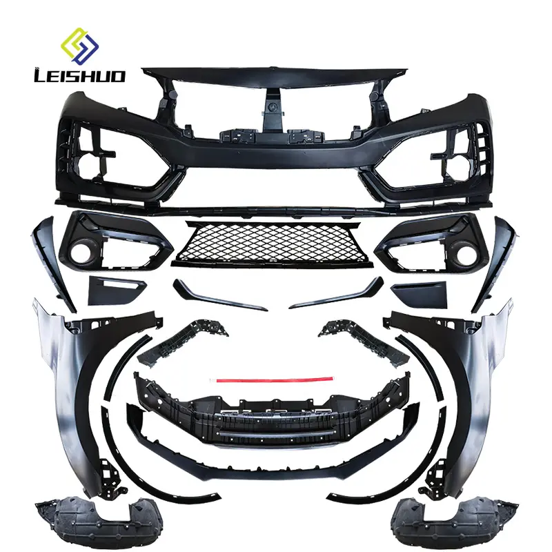 Leishuo produce Kit completo per la griglia del paraurti posteriore anteriore per HONDA CIVIC 2016-2020 aggiornamento allo Sport FK8 Wide Type-R Fc450