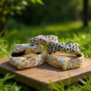 Linen Woven Knotted <b>Headband</b> Multicolor <b>Braided</b> Hairband For Women Fashion Accessory - Product Image 3