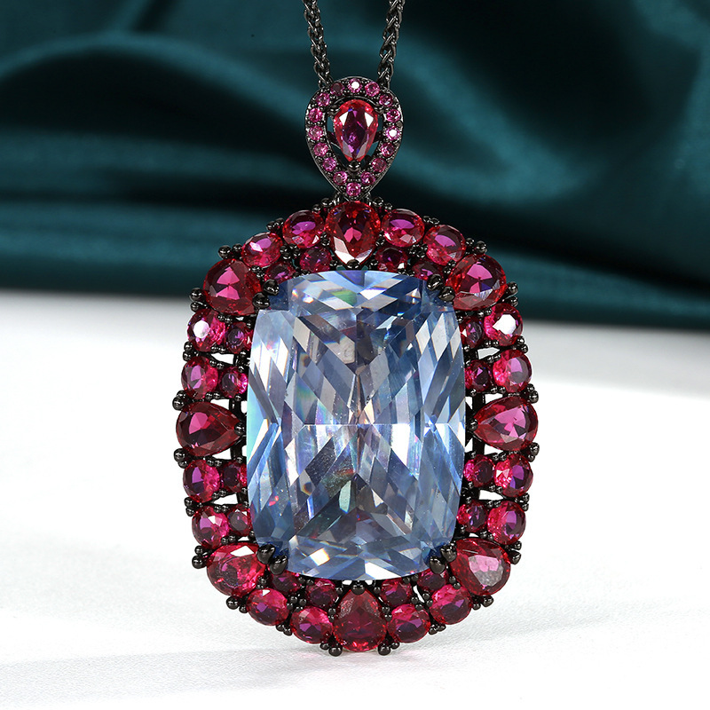 White Blue plated pendant with Chopin chain