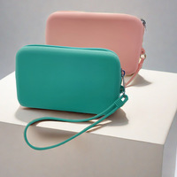 Reise Make-up Tasche Weiches Silikon Tragbare wasserdichte Kopfhörer Briefpapier Aufbewahrung tasche mit Riemen Münz geldbörse Reise kosmetik Taschen