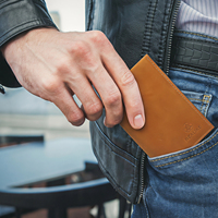 Dompet Kulit Asli Crazy Horse Kustom, Dompet Lipat Vintage dengan Kantong Uang, Hadiah Bisnis untuk Pria & Wanita