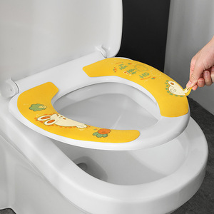 Cute Printed Toilet Seat Cover Non Woven Fabric Four Seasons Home Use Cartoon Design Sticky Cushion - Product Image 3