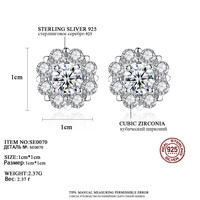 Pabrik CZCITY Grosir Anting Stud Bunga Perak Sterling 925 Bertabur CZ Cubic Zirconia Putih Penuh Perhiasan Wanita Harian Berkualitas Tinggi