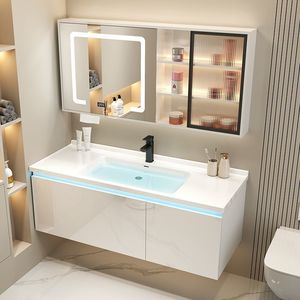 Meuble de salle de bain moderne avec lavabo intégré en céramique, combinaison simple de meuble-lavabo - Product Image 2