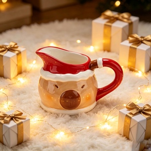 Lampe de table décorative de Noël en céramique en forme d'<span class=keywords><strong>ours</strong></span> avec lumière LED, motif chapeau de Père Noël et écharpe, découpe étoile, pour fêtes à domicile - Product Image 5