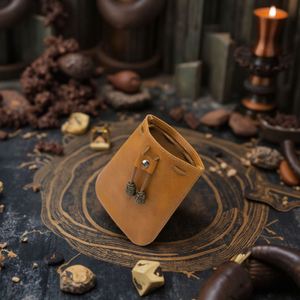 Modern Brown PU Leather Embossed Drawstring <b>Dice</b> <b>Bag</b> Mini Square Packaging Promotional Pouch for DND RPG - Product Image 4
