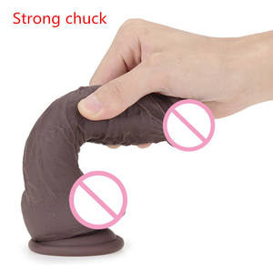 Dildo Realista de Silicona Marrón de 8 Pulgadas, Ultra Suave, para Adultos - Product Image 4