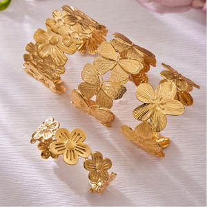 Luxury 316L Stainless Steel 14k 18k Gold Plated Fashion <b>Bracelets</b> & Bangles Flower Butterfly Fashion <b>Cuff</b> <b>Bracelets</b> for Women - Product Image 1