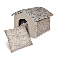 Vente en gros personnalisé best-seller beige chaud velours maison style animal lit respirant canapé animal de compagnie chien chat grotte lit lavable simple