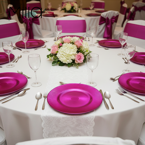 Assiettes de présentation décoratives en verre de 13 pouces, motif rayures magenta, fuchsia, rose vif, <span class=keywords><strong>rouge</strong></span> rosé, pour événements, mariages et fêtes - Product Image 6