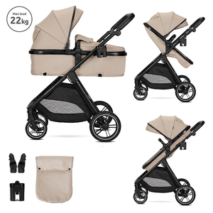 Poussette bébé 3-en-<span class=keywords><strong>1</strong></span> certifiée EN1888 avec siège <span class=keywords><strong>auto</strong></span> pour nouveau-né, pliable en trois sections, cadre en alliage, landau - Product Image 2