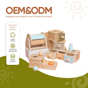 Juguetes Sensoriales Montessori para niños pequeños, Bola <span class=keywords><strong>de</strong></span> tambor giratoria con cajón, caja <span class=keywords><strong>de</strong></span> monedas Montessori, juguete educativo <span class=keywords><strong>de</strong></span> <span class=keywords><strong>madera</strong></span> - Product Image 1