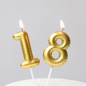 Gold Number Shape Birthday <b>Candles</b> For Cake Decoration 0-9 Single <b>Wick</b> Birthday Party Supplies - Product Image 2