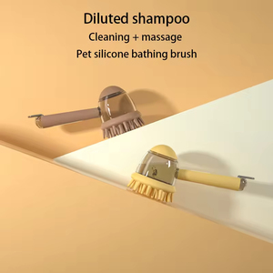 Nouvelle brosse de bain pour <span class=keywords><strong>animaux</strong></span> de compagnie avec distributeur de liquide, manche long, poils en silicone doux, massage, nettoyage en profondeur, mousse, brosse de toilettage pour chiens et chats - Product Image 2