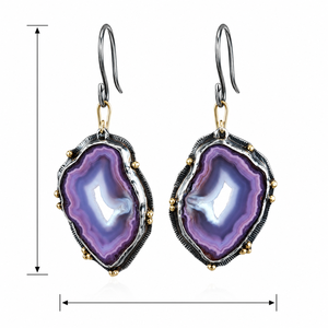 Orecchini Pendenti Vintage Bicolore con Pietre Viola e Rosse per Donne - Product Image 5