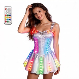 Vestido de baile con luces LED para mujer, chaleco con flecos de <span class=keywords><strong>lentejuelas</strong></span>, chaqueta ajustada brillante, cárdigan, tops brillantes con purpurina, estilo vaquero para fiesta disco - Product Image 1