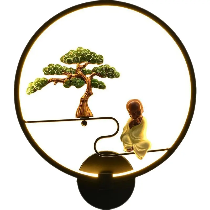 Simple little monk wall lamp creative living room led light aisle balcony wall decoration Nordic butterfly bedside lamp LED
