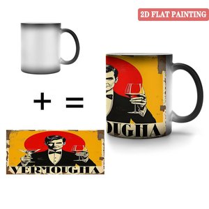 Taza mágica de cerámica de 11 oz, negra escarchada, que cambia de color, para café, té y uso doméstico. - Product Image 4