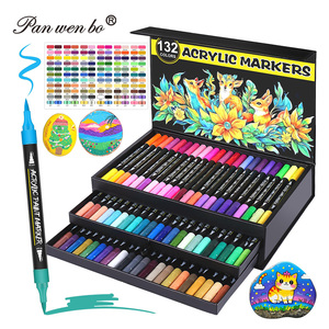 Panwenbo - Juego de <span class=keywords><strong>132</strong></span> Rotuladores de Pintura Acrílica, 66 Rotuladores de Pintura Acrílica de Doble Punta para Pintar - Product Image 1