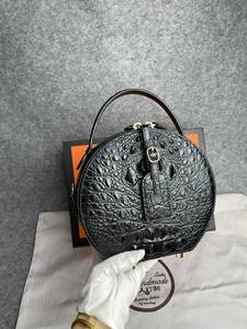 Sac rond en cuir de crocodile personnalisable, nouvelle tendance, sac à bandoulière en cuir de crocodile, sacs à main 100% cuir de crocodile, style féminin - Product Image 5