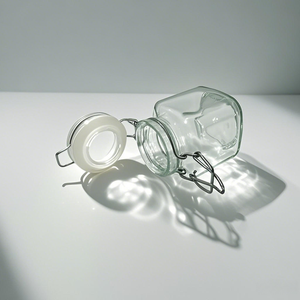 Chất Lượng Cao Rõ Ràng Vuông Lọ Thủy Tinh 100 Ml Công Suất Nhỏ Nhà Bếp Thực Phẩm Lưu Trữ Với Kín Khóa Clip Nắp - Product Image 5